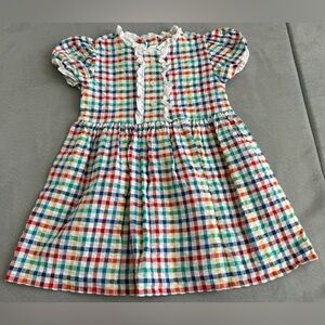 Colorful Plaid Dress with Ruffle Details